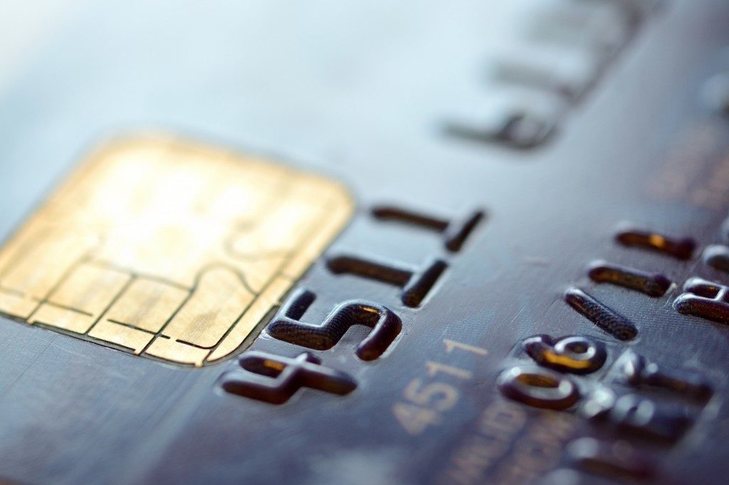 Credit card micro chip up close