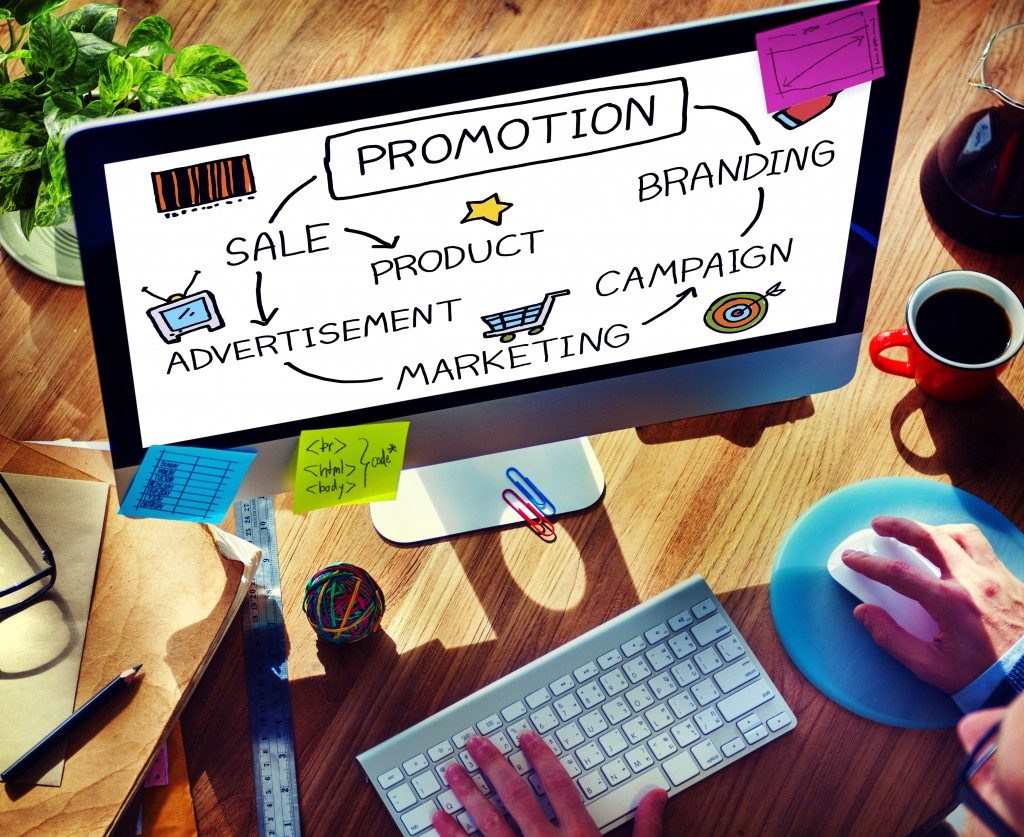Promotion Advertisement Sale Branding Marketing Concept on computer