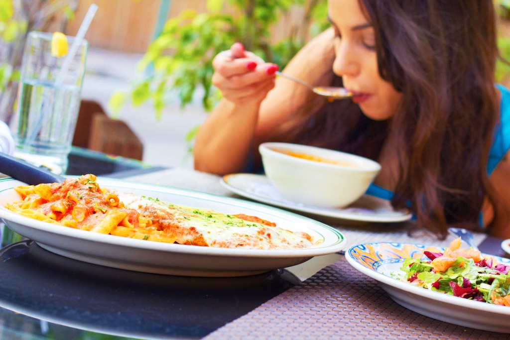 Food critic eating soup