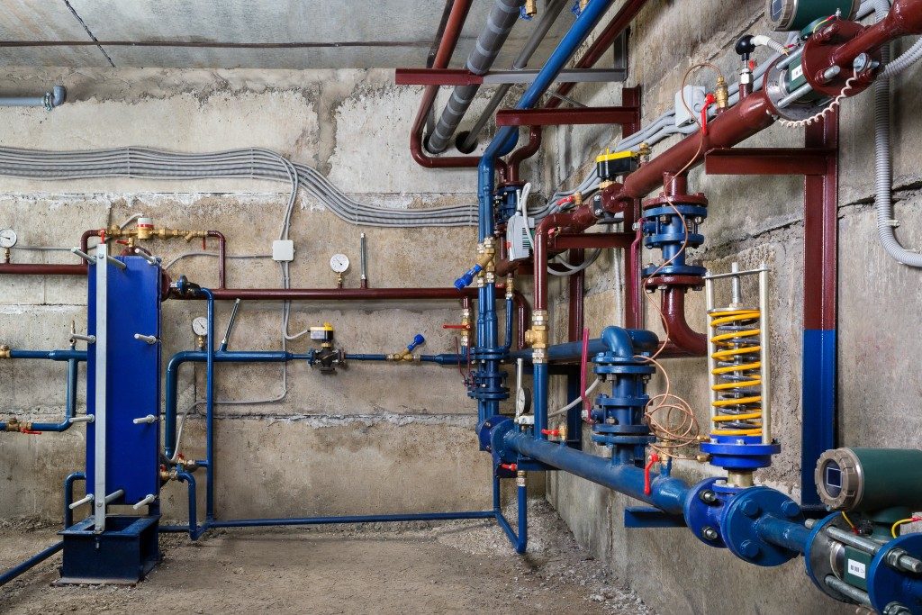 pipes and pump on the basement