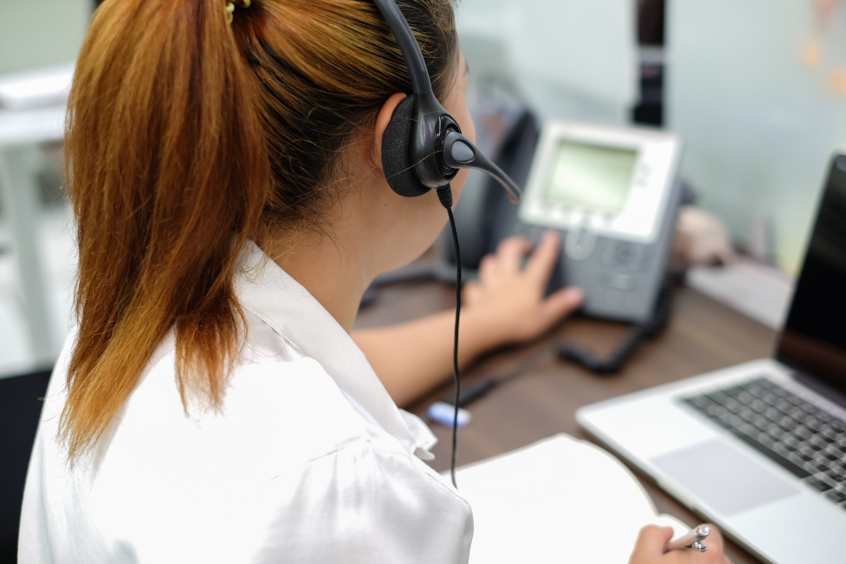 call center agent on a call