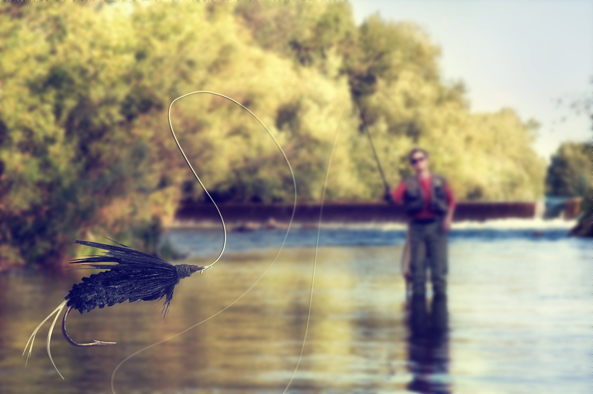 fishing line being casted