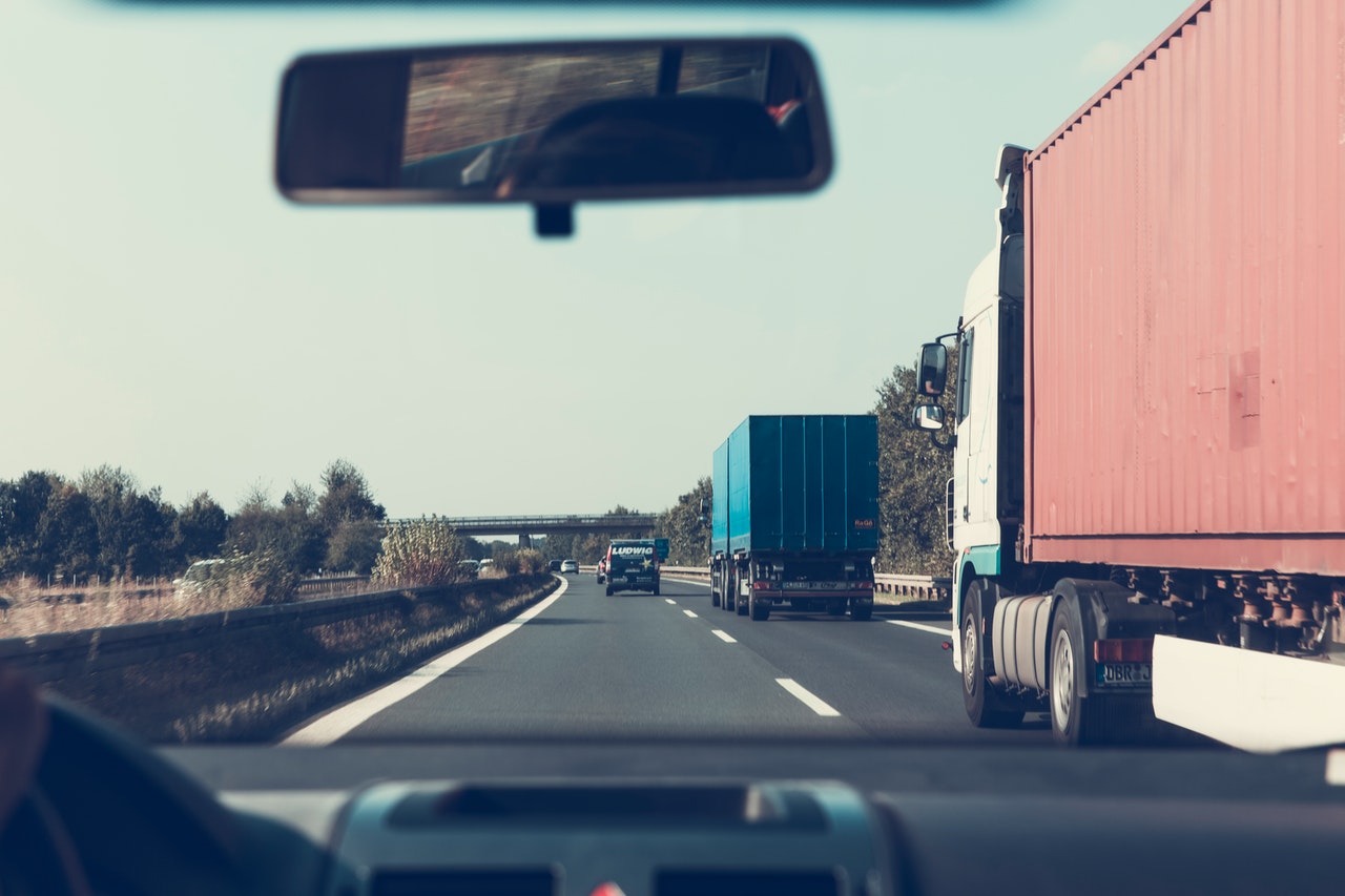 large trucks on the highway